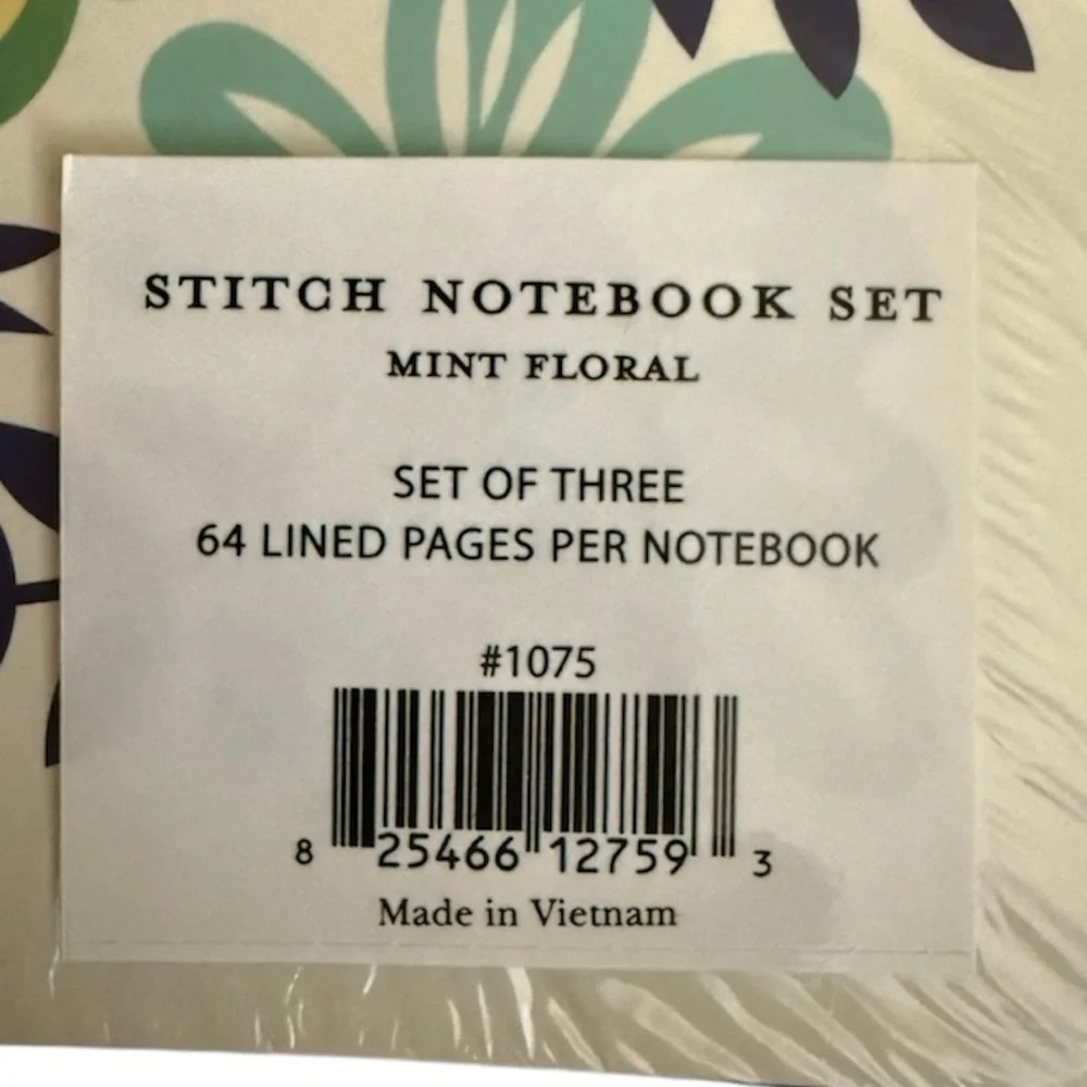Steel Mill & Co. Mint Floral Lined Stitch Bound Notebook Set of Three 8.5